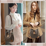 PALAY® Cross Body Bag Purses For Women Pu Leather Bucket With Two Adjustable Shoulder Strap dark brown 3PCS