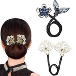 PALAY® 2pcs Magic Hair Bun Maker for Hair Mermaid Tail Rhinestone Bun Accessories for Women Elegant Accessories Women Flower Twist Shaper Medium Thick