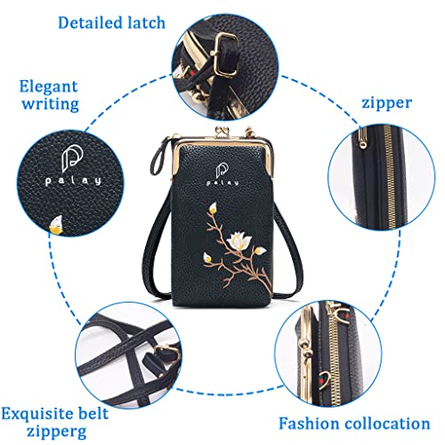 PALAY® Women Crossbody Phone Bags for Max 7.5 Inch Mobile Holder Pocket PU Leather Sling Purse for Girls Mini Shoulder with Multi Card Slots 3 PCS