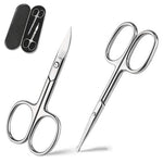 PALAY® Tijeras de Bello Facial Curvo y Redondeado para Hombres y Mujer, Tijeras para Cortar El Pelo de La Nariz, de La Barba, para Orejas, Nariz con La Tijera Chata Acero Inoxidable Profesional