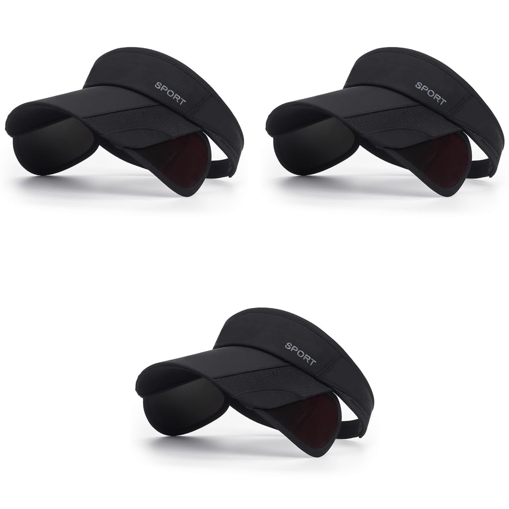 PALAY Sun Golf Visor Hats for Women with Adjustable Retractable Brim Black 3PCS | Stylish Pink Design