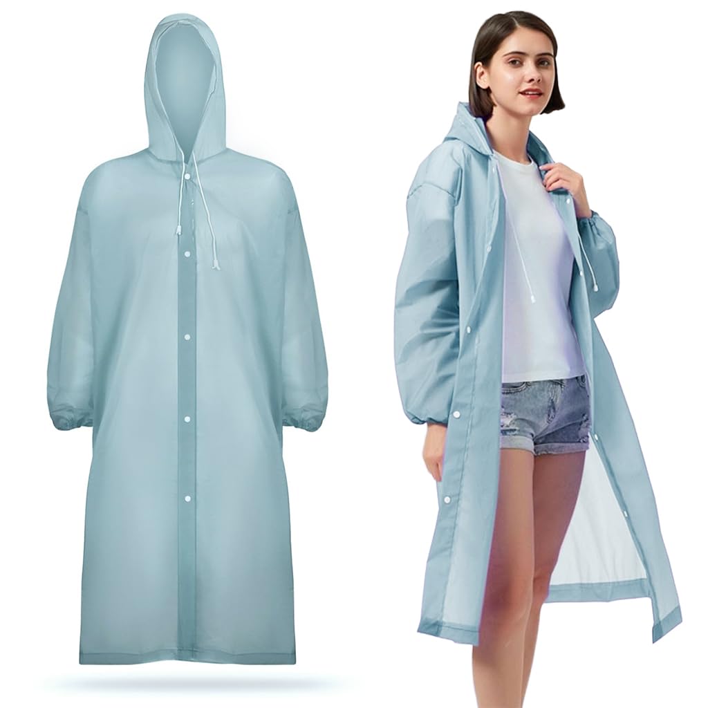 PALAY Rain Coat for Men featuring Snap Button Closure and 56.2 in Length | EVA Waterproof Black 2PCS