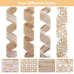 PALAY® 4 Rolls 13.12ft Jute Rope Burlap Ribbon Lace 32.8ft Hemp for Craft Gift Wrapping Event Wedding Decorations Packing Materials Natural Fabric Roll 2PCS