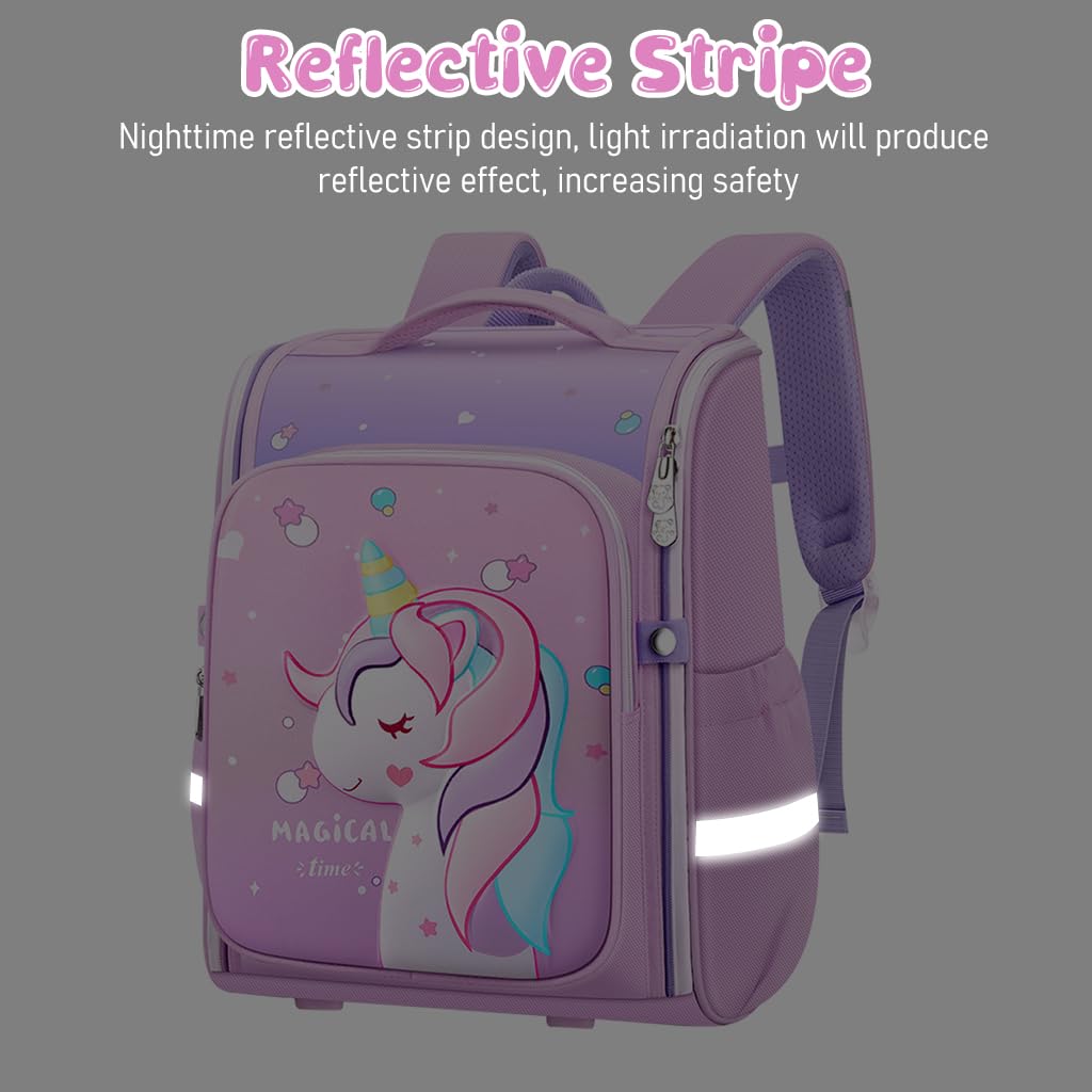 PALAY® School Bag for Girls Durable Waterproof Backpack Unicorn Bags for Kids 3-6 Years Old Birthday Gifts 3 PCS