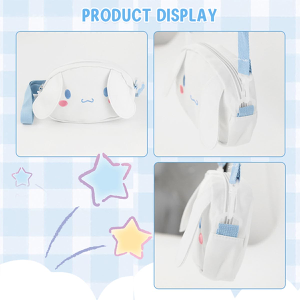 PALAY® Kawaii Girls Canvas Hand Bag Cartoon Cute Cinnamoroll Purse Bag for Girls Cute Phone Bag Crossbody Bag with Removeable Shoulder Strap Fashion Girls Day Bag Handbag, 20x13x5cm