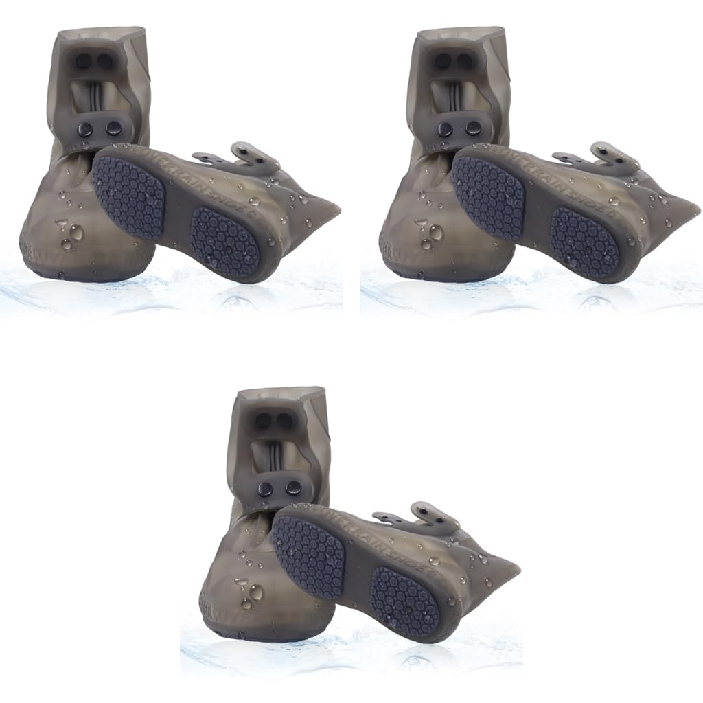 PALAY Silicone Shoe Covers for Rainy Days with Double Snap Closure and TPE Anti Slip Sole | 3 PCS Size 4 5