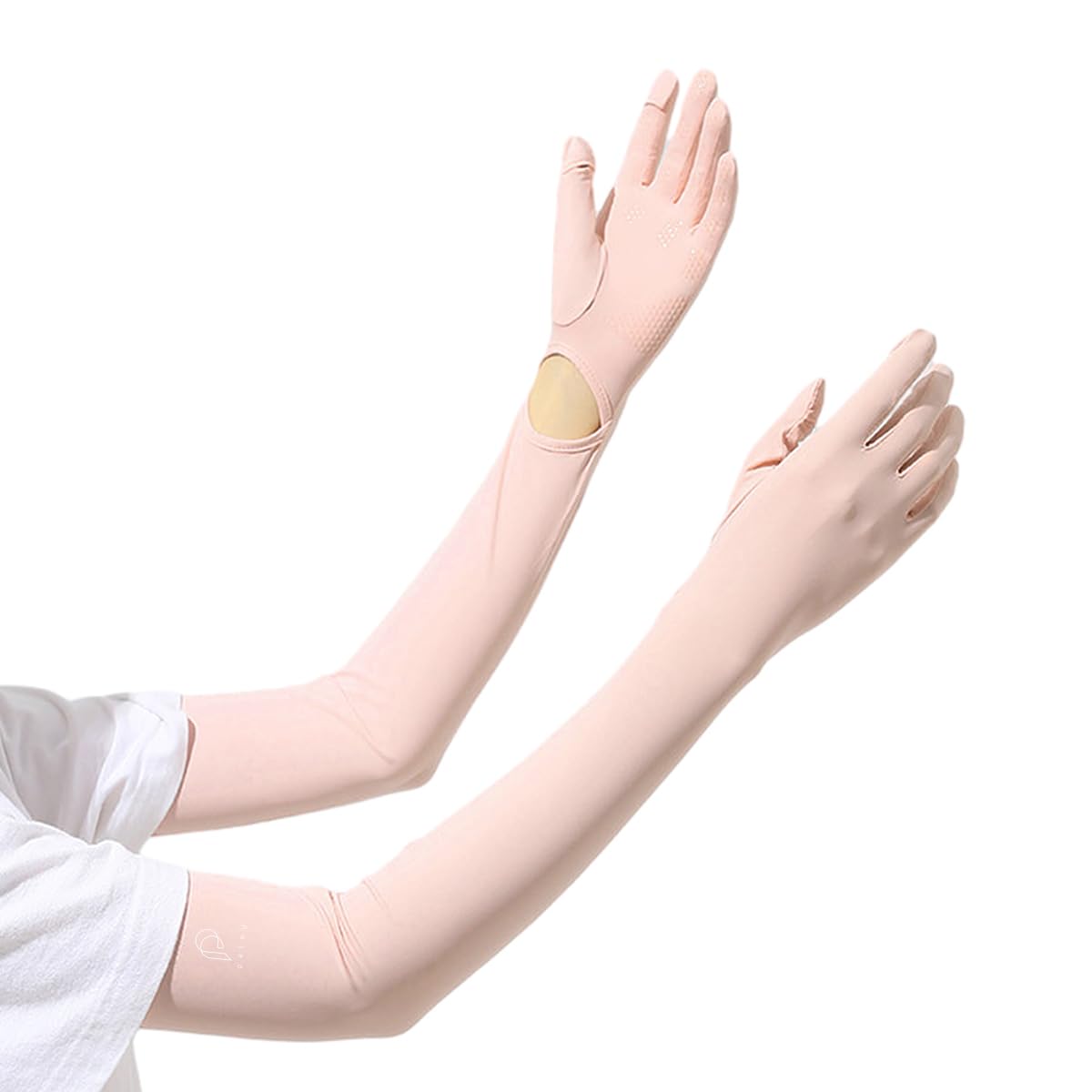 PALAY UV Protection Arm Sleeves for Driving and Cycling with Non Slip Palm and 22.2 in Length | Pink Ice Silk