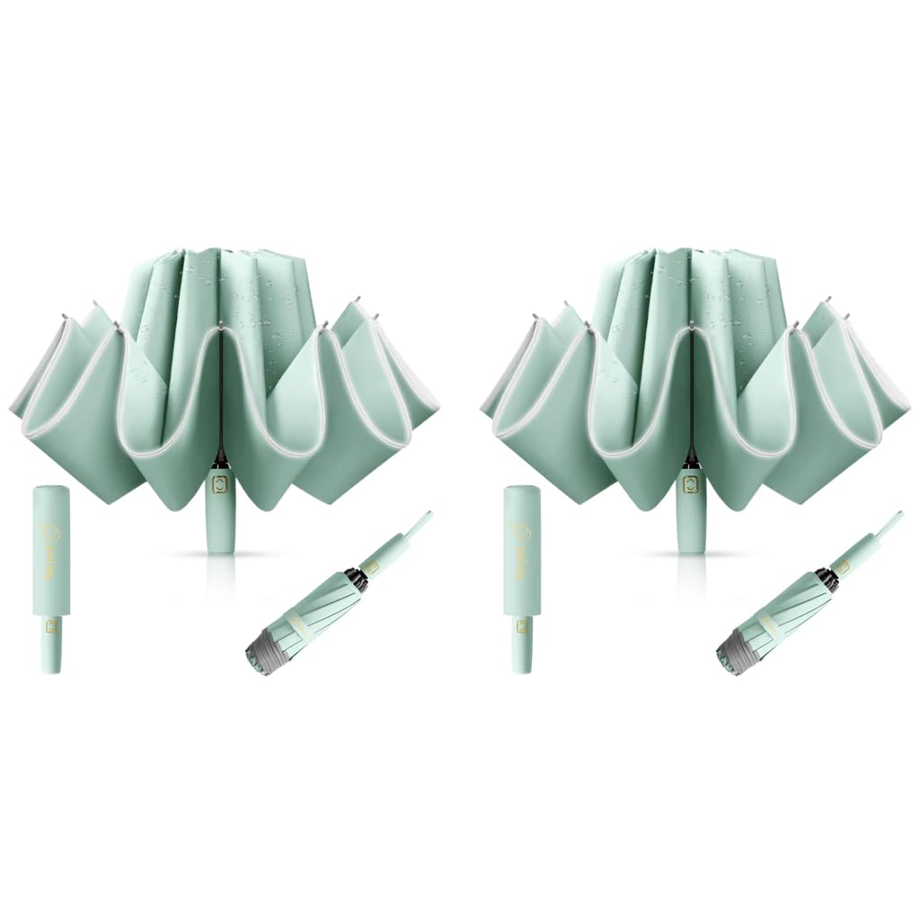 PALAY Auto 3 Fold Umbrella for Travel with 50in Canopy and 10 Dual Ribs | Reflective UV Shield