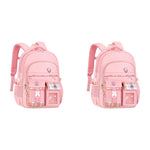 PALAY School Backpack for Girls with 3D Ergonomic Back 41×29×17cm Waterproof Oxford | Pink 2 PCS Set