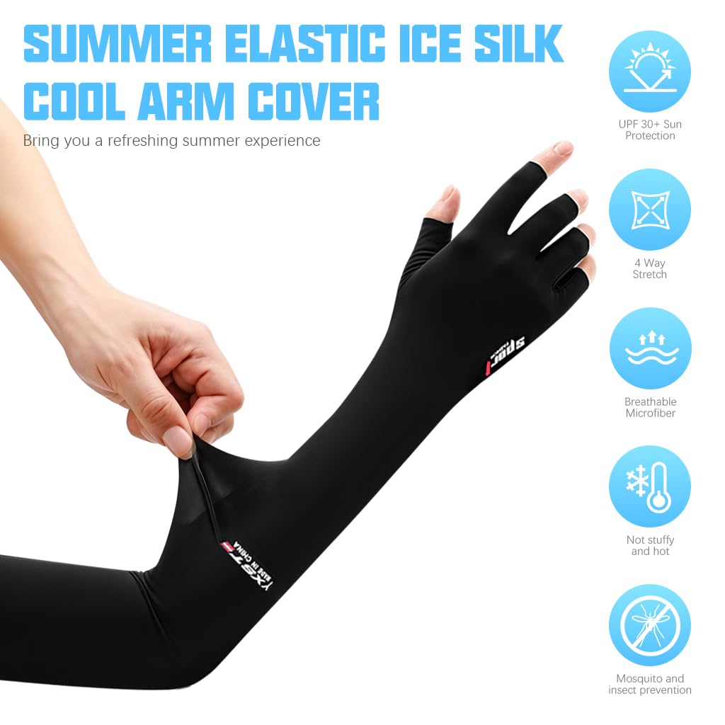 PALAY Hand Gloves for Sun Protection featuring Open Finger Tip & Anti Slip Palm | 3 PCS Ice Silk Cooling for Men and Women