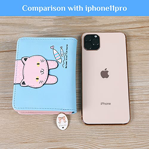 PALAY® Small Wallets for Women Stylish Latest PU Leather Coins Zipper Pocket Purse Girls with Rabbit-Shaped Metal Tassels Pendant Blue 2PCS