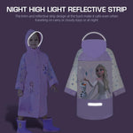 PALAY Raincoat for Kids Girls with Transparent Hood and Backpack Cover | EVA Knee Length Poncho featuring Princess Elsa Print