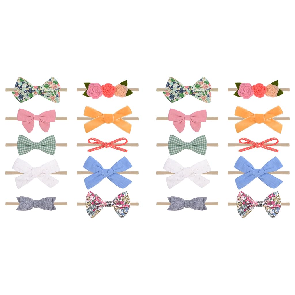 PALAY Baby Girl Headbands featuring Adorable Bow and Flower Designs | 10 Pack Nylon Set