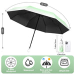 PALAY UV Umbrella for Sun Protection with 8 Ribs Design UPF50 Gradient Green 2PCS | Compact Travel Use