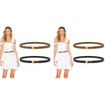 PALAY Women Belts for Jeans Dresses and Pants with Gold Interlock Buckle 2 Pcs | PU Leather Black and Brown