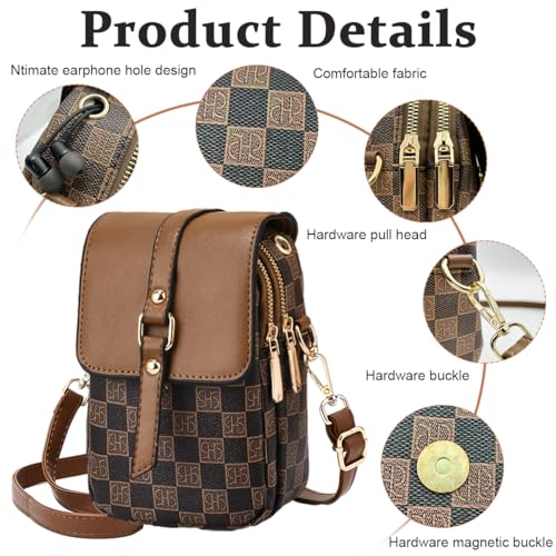 PALAY® Sling Bag for Women Crossbody Bag for Women Phone Bag Stylish PU Leather Mobile Cell Phone Holder Pocket Purse Wallet Mini Shoulder Bags Coffee Brown X2