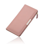 PALAY Wallet for Women with 11 Card Slots and Zipper Pouch in Pink PU Leather | 19.5x10 cm