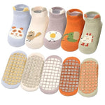 PALAY® Juego de 5 pares de calcetines para bebé, calcetines antideslizantes para recién nacidos de 1 a 3 años, calcetines de tobillo con agarre antideslizante y suelas antideslizantes para bebés
