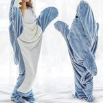 PALAY® Shark Blanket Pajamas for Women Men Adult Warm Fleece Soft Plush Wearable Hoodie Onesie Sleeping Bag Party Halloween Costumes L Suit for 155-168cm Height 40-57 kg 3 PCS