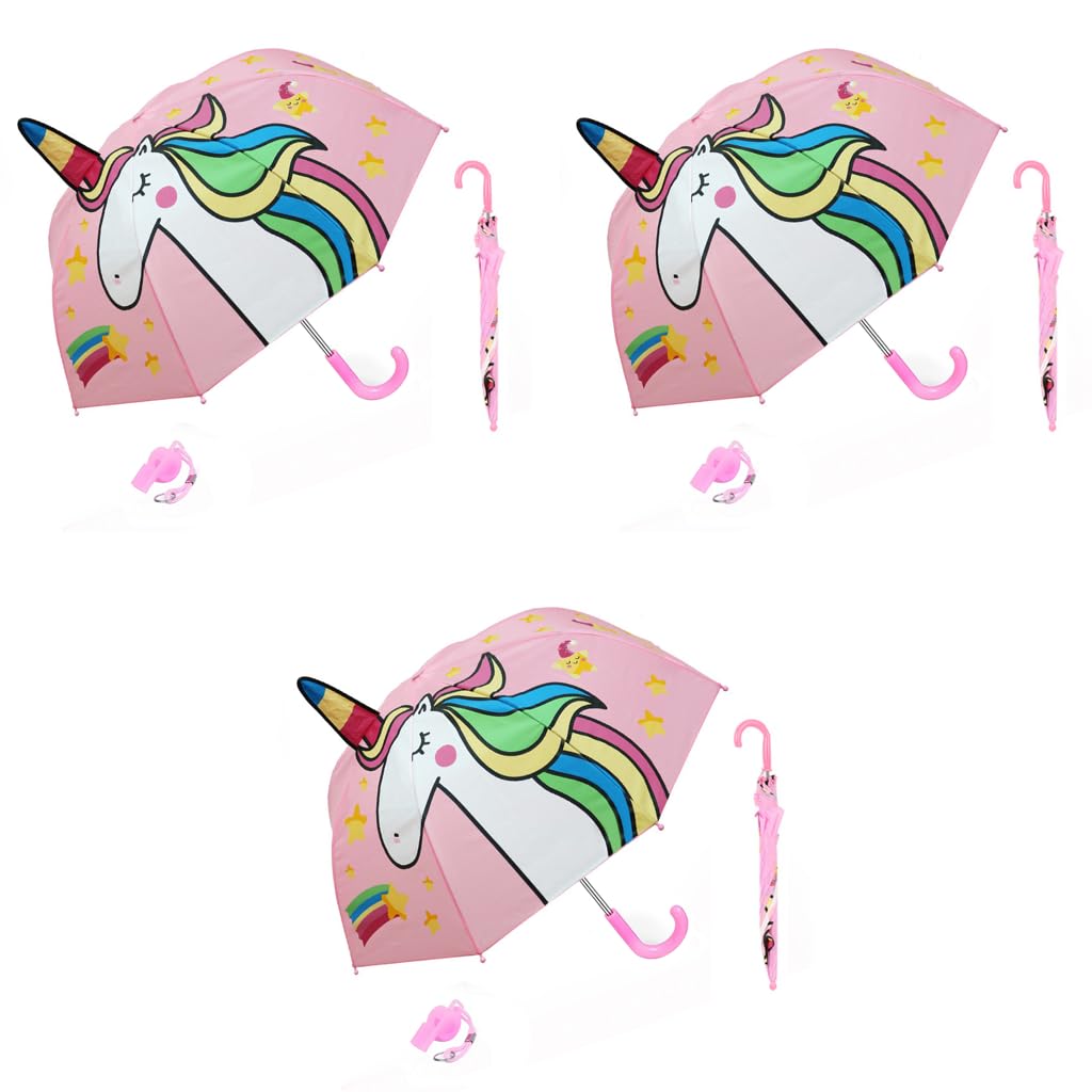 PALAY Unicorn Umbrella for Kids with 29 inch Canopy and 8 Fiber Ribs | 3D Ears Design