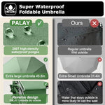 PALAY® Auto 3-Fold Large Umbrella with Reflective Strip 50 Inch Compact Travel Umbrella One-Touch Open Close Reinforced 10 Dual Ribs Sun Protection 99 Percent UV Rain Windproof for Men Women Green X 2