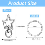 PALAY Star Key Rings for DIY Crafts featuring 360° Swivel Loop | 50Pcs Zinc Alloy Set