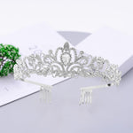 PALAY Tiara Crown for Wedding and Party with Side Combs featuring 13cm Width | Silver Crystal Headband for Women and Girls