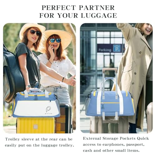 PALAY® Travel Bags for Luggage Multi Pocket Sports Duffle Women with Wet Shoe Compartment Weekender Overnight Gym 2PCS