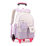 PALAY School Backpack with Wheels for Girls featuring 6 Wheel Metal Trolley and Retractable Handle