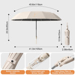 PALAY Umbrella for Sun Protection with 12 Fiberglass Ribs and Clear Handle | Beige Travel Use