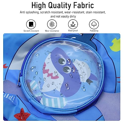 PALAY® Swimming Bag for Kids Cartoonish Print Shoulder Bag for Kids Large Capacity Backpack for Girls Boys Wet Dry Separation Drawstring Bag Beach Bag for Clothes, Swimming Goggles, Shoes, Blue