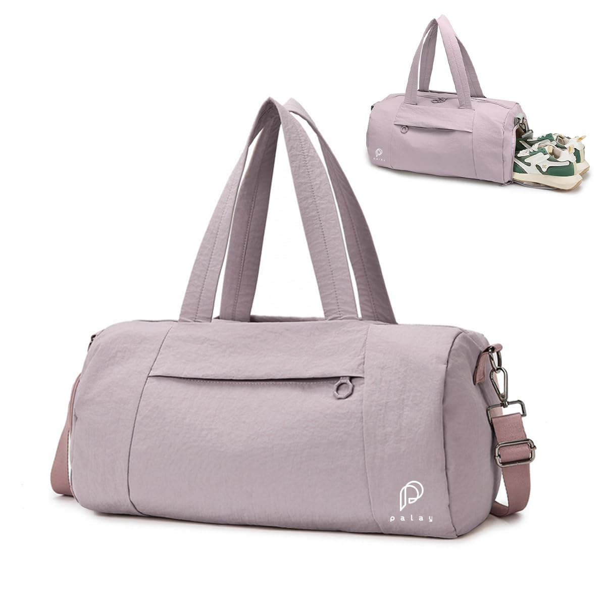 PALAY Gym Bag for Women with Shoe Compartment and Wet Dry Section | Waterproof Nylon Duffle