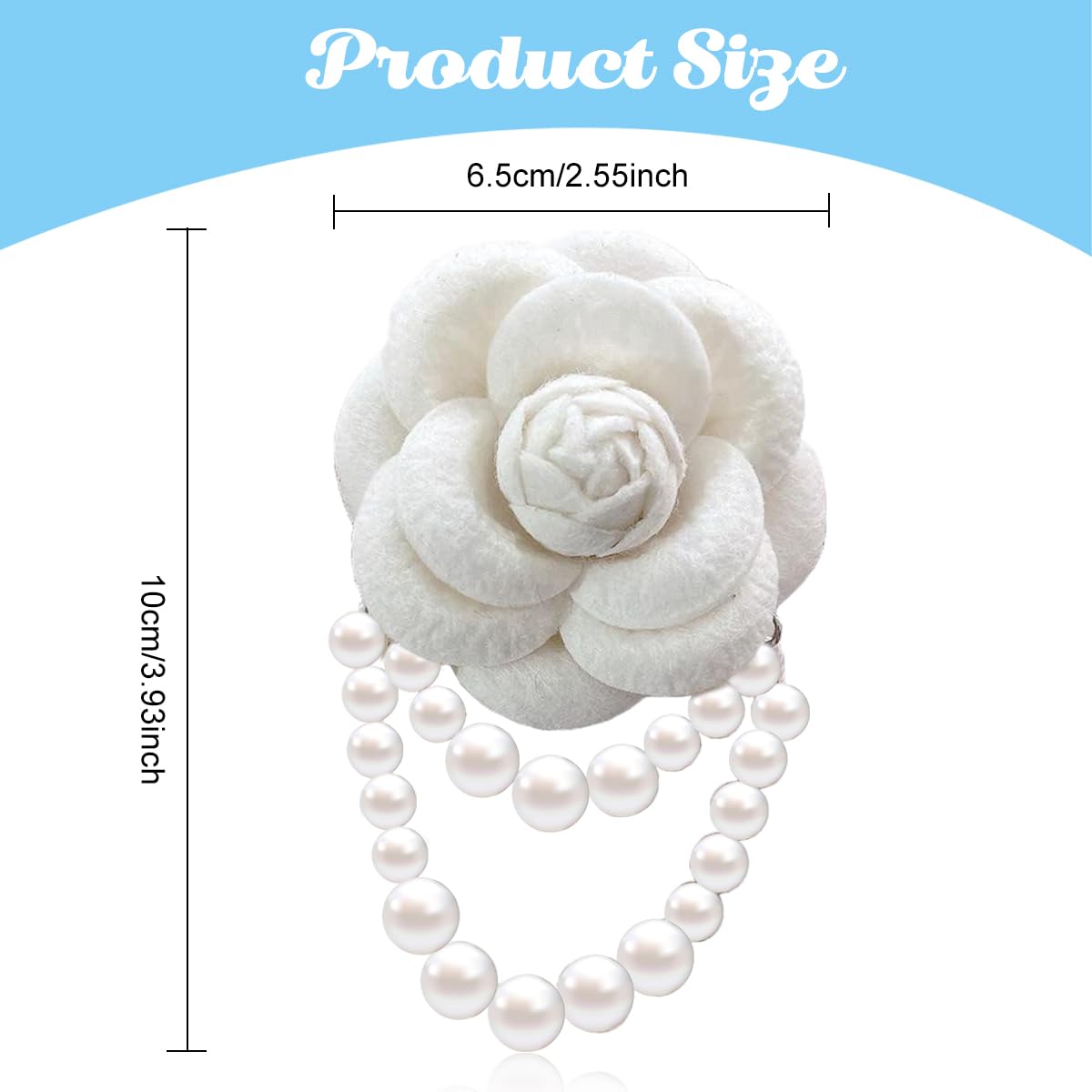 PALAY Camellia Flower Brooch for Women with Fabric Petals and Pearl Tassel | Elegant Gift