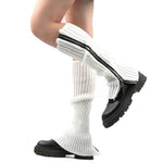 PALAY Women Knitted Leg Warmers 15.7 in for Winter Fashion featuring Zip Up Design and White Acrylic Style