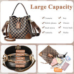 PALAY® Cross Body Bag Purses For Women Pu Leather Bucket With Two Adjustable Shoulder Strap dark brown 3PCS