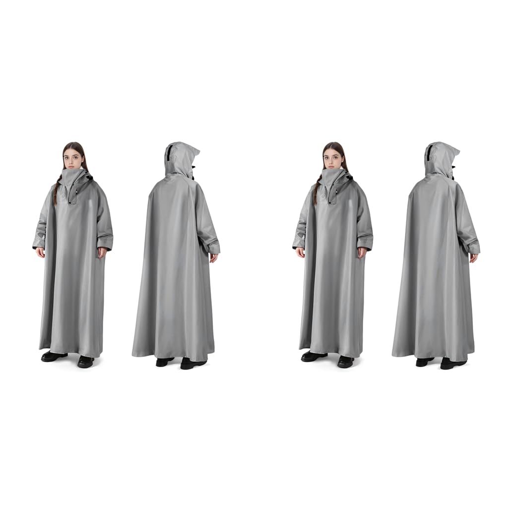 PALAY Rain Coat for Women 120cm Long Waterproof Poncho with Hooded Wide Brim | Reusable Set