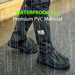 PALAY® Waterproof Shoe Cover Zip-up Calf-length Covers with Elastic Ankle Strap Wear-resistant PVC Anti-skid Long Sleeve for Boots High Shoes Size UK 6.5-8 One Pair 2 PCS