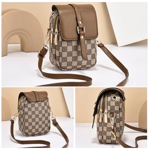 PALAY® Sling Bag for Women Crossbody Bag for Women Phone Bag Stylish PU Leather Mobile Cell Phone Holder Pocket Purse Wallet Sling Bag Mini Shoulder Bags (Brown) 3 PCS