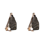 PALAY PU Chest Bag for Women featuring Multi Compartment Zip Up Design and Vintage Print | Travel and Casual Crossbody Sling 2 PCS