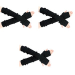 PALAY Arm Warmers for Women with 50cm Long Fingerless Design | Black Knit 3PCS Set