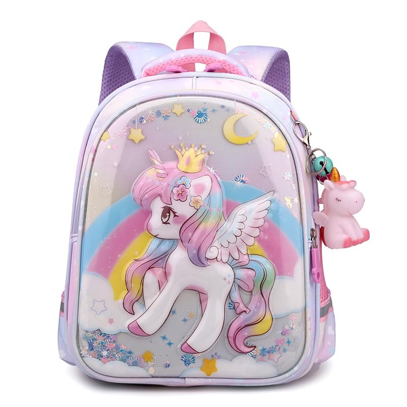 PALAY® Unicorn Backpack Kawaii Primary Schoolgirls Backpack School Backpack Double-Layer Travel Backpack Book Bag Waterproof Nylon Book Bag School Gift Birthday Gift for Girls 4-6 Years Old