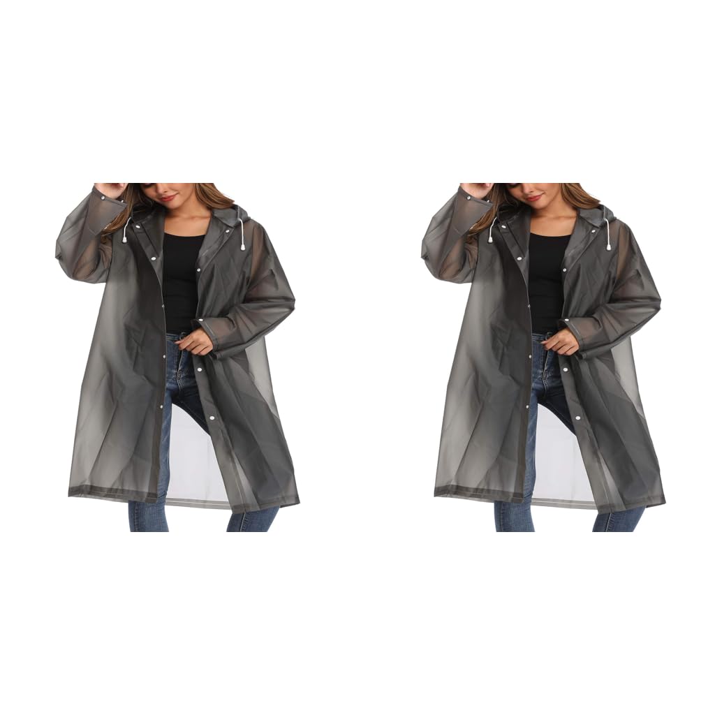 PALAY Rain Coat for Outdoor Use featuring Snap Button Closure and 56.2 in Length | Black EVA Pack for Men and Women