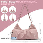 PALAY Women Gym Bag for Travel and Fitness with Shoe Compartment | Waterproof Nylon 2 PCS Pink