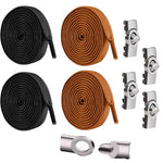 PALAY® 2 PairsLock Shoelaces Without Ties Flat Elastic Laces Sneakers Boots No Tie Shoelace Rubber Bands For Shoes Accessories(Black+Bronze)