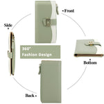 PALAY Women Purse with 11 Card Slots and Snap Button Closure | Mint Green PU Bifold Wallet 19x9.5cm