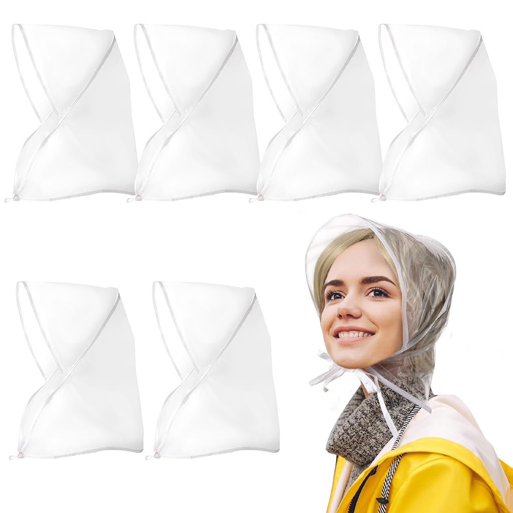 PALAY Women Rain Bonnet Set for Travel with Easy Tie-up Wide Brim and PE Waterproof Cover | 6pcs