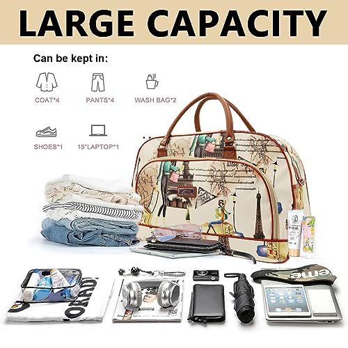PALAY® Duffle Bags Travel Bags for Women PU Waterproof Large Travel Duffel Bag Carry on Shoulder Bag with Shoulder Strap for Trip X2