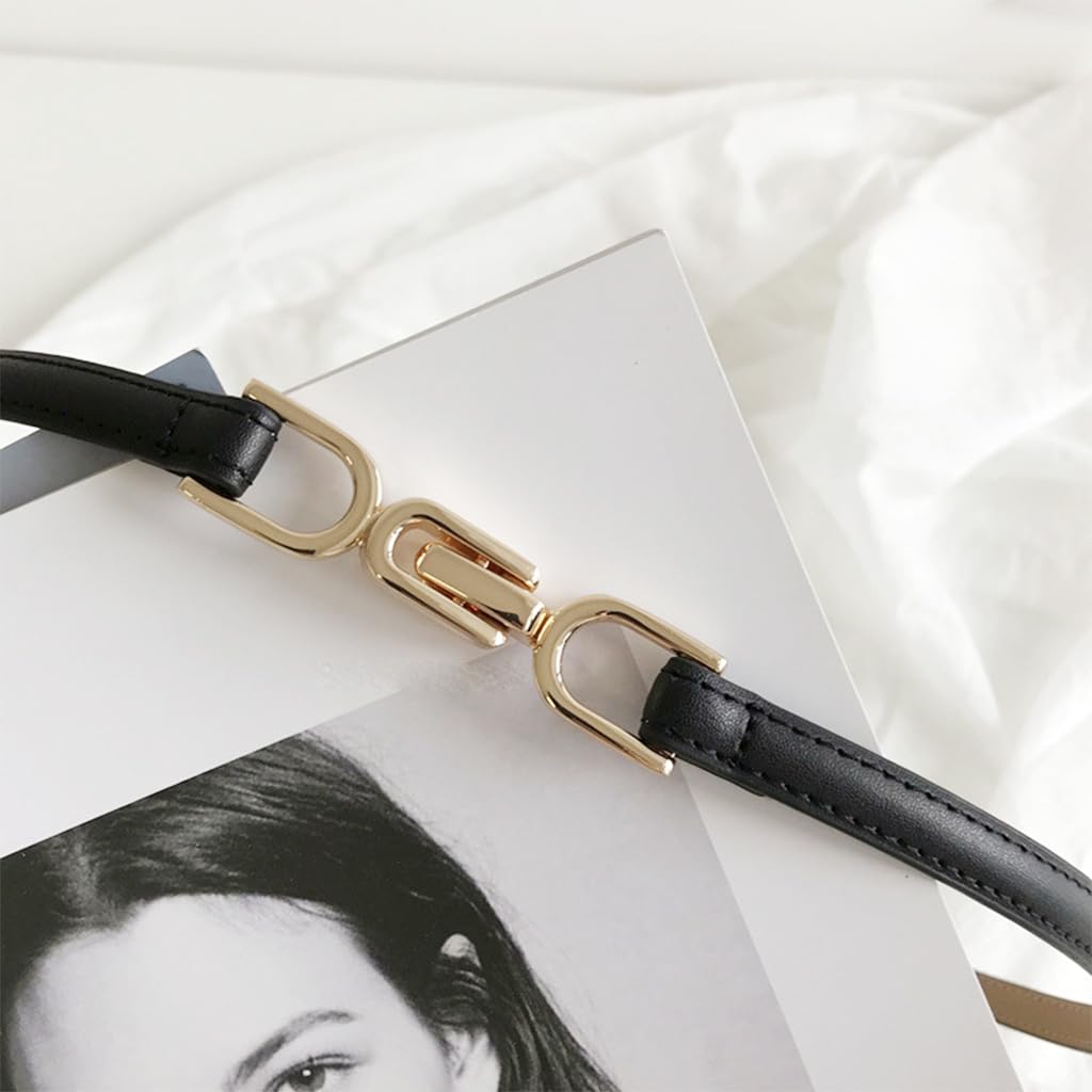 PALAY® 2pcs Womens Faux Leather Skinny Belt Skinny PU Leather Adjustable Slim Thin Waistband Belts with Metal Buckle for Ladies Jean Dress Slim Belt