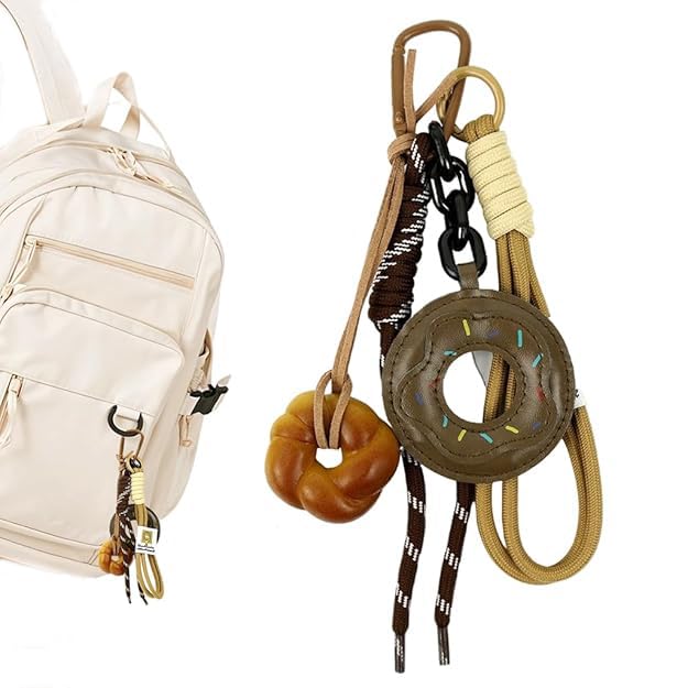 PALAY® Bag Charm Doughnut Keychain Bag Charms for Handbags Cute Nylon Braided Rope Backpack Charm Handbag Charms Gift for Women and Girls