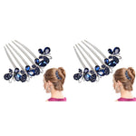 PALAY Hair Comb Clip for Bridal and Party Hairstyles with Butterfly Rhinestones Blue 2 PCS
